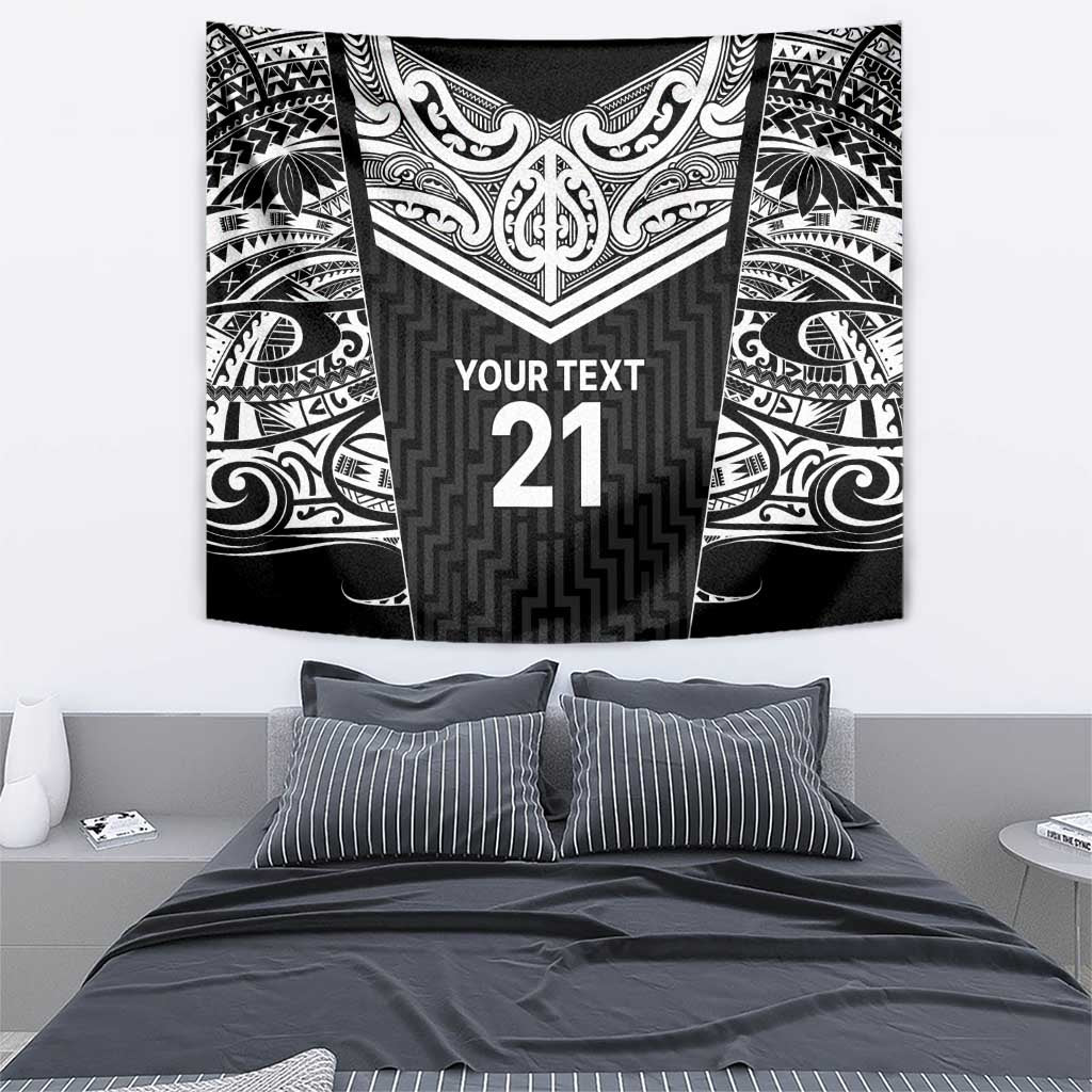 New Zealand Black Fern Custom Tapestry Maori Tukutuku Black-white Motif