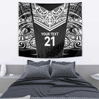 New Zealand Black Fern Custom Tapestry Maori Tukutuku Black-white Motif