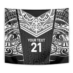 New Zealand Black Fern Custom Tapestry Maori Tukutuku Black-white Motif