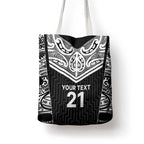 New Zealand Black Fern Custom Tote Bag Maori Tukutuku Black-white Motif - Aussie Hoodie