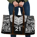 New Zealand Black Fern Custom Travel Bag Maori Tukutuku Black-white Motif - Aussie Hoodie