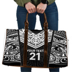 New Zealand Black Fern Custom Travel Bag Maori Tukutuku Black-white Motif - Aussie Hoodie