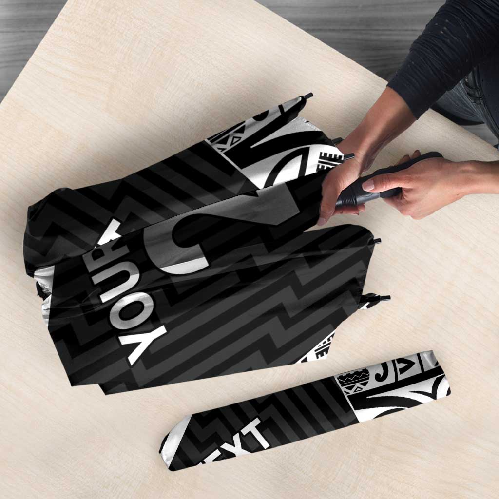 New Zealand Black Fern Custom Umbrella Maori Tukutuku Black-white Motif - Aussie Hoodie