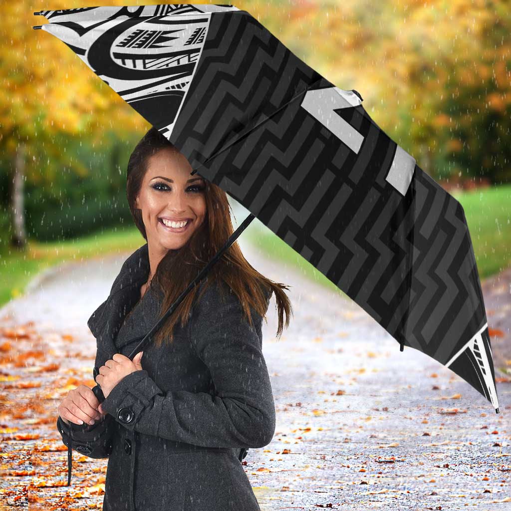 New Zealand Black Fern Custom Umbrella Maori Tukutuku Black-white Motif - Aussie Hoodie