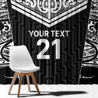 New Zealand Black Fern Custom Window Curtain Maori Tukutuku Black-white Motif