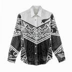 New Zealand Black Fern Custom Women Casual Shirt Maori Tukutuku Black-white Motif