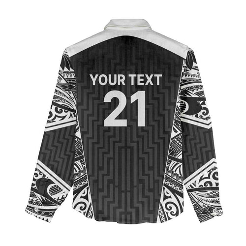 New Zealand Black Fern Custom Women Casual Shirt Maori Tukutuku Black-white Motif