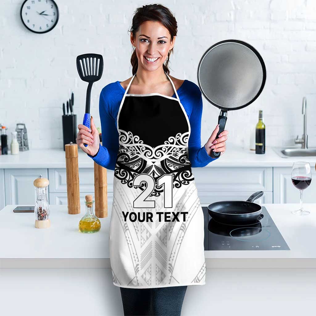 New Zealand Koru Fern Custom Apron Simple Taniko Motif - Aussie Hoodie