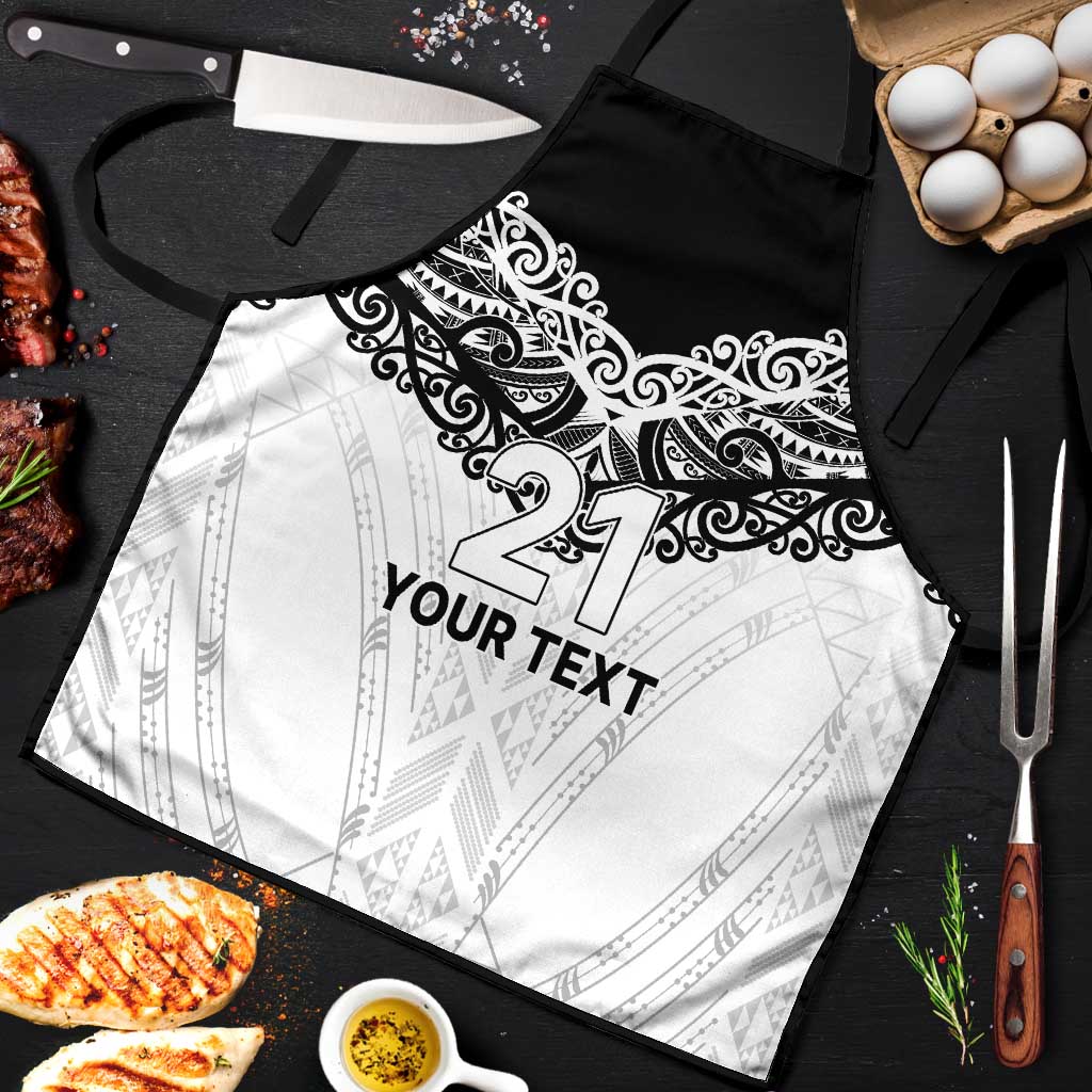New Zealand Koru Fern Custom Apron Simple Taniko Motif - Aussie Hoodie