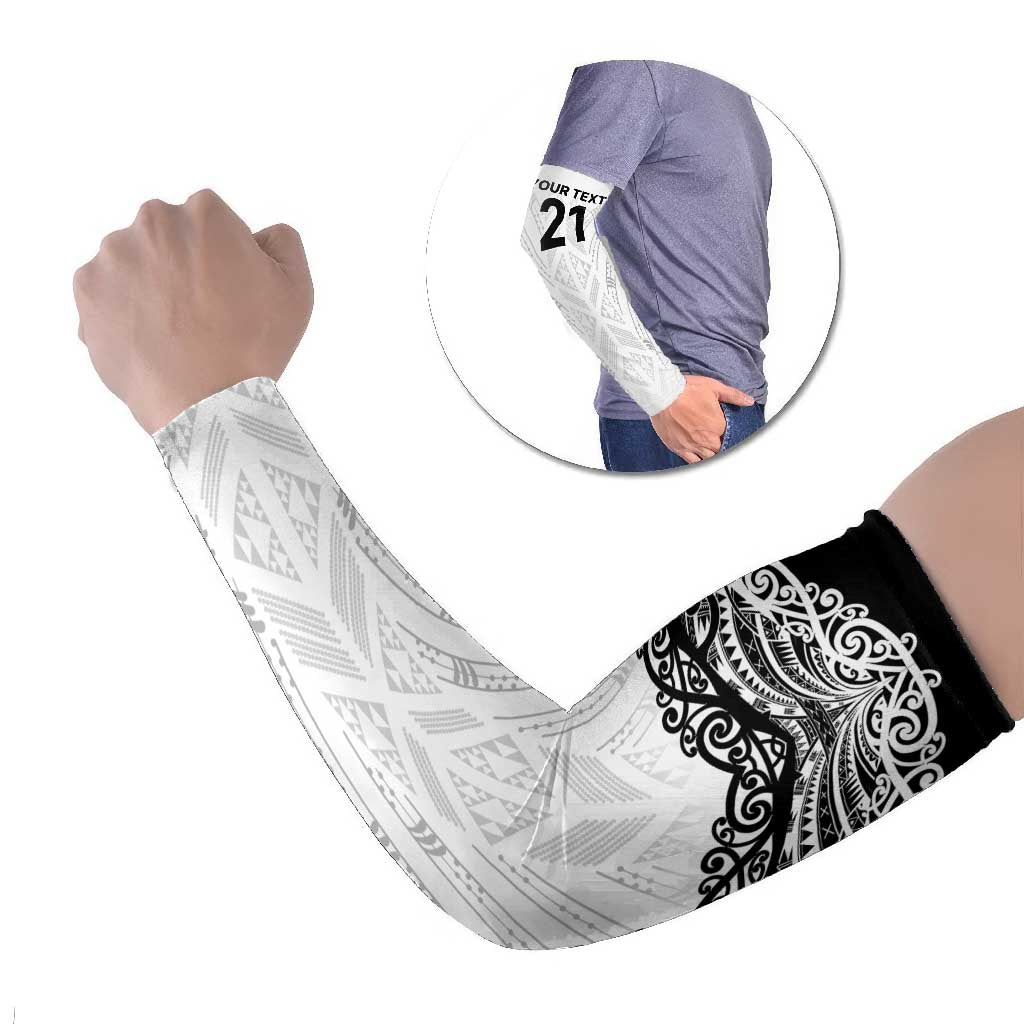 New Zealand Koru Fern Custom Arm Sleeves Simple Taniko Motif - Aussie Hoodie