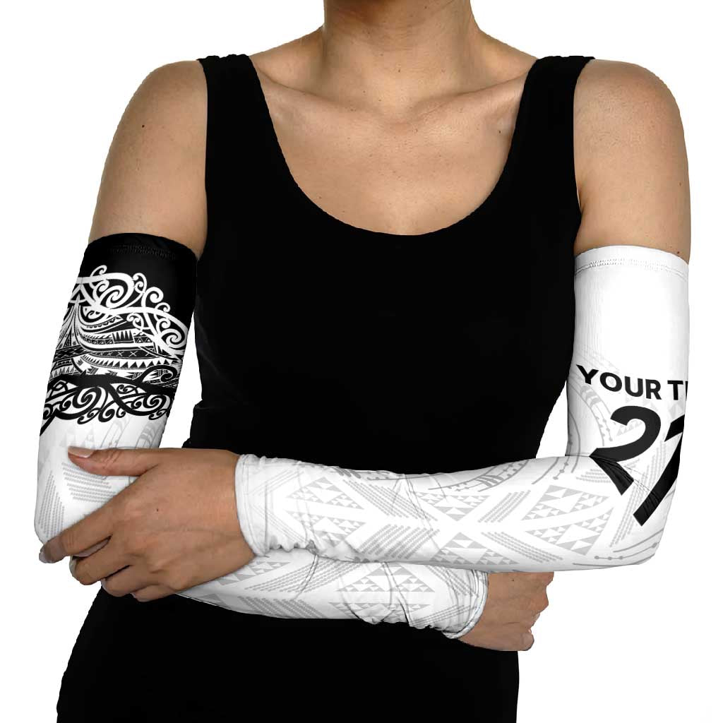 New Zealand Koru Fern Custom Arm Sleeves Simple Taniko Motif - Aussie Hoodie