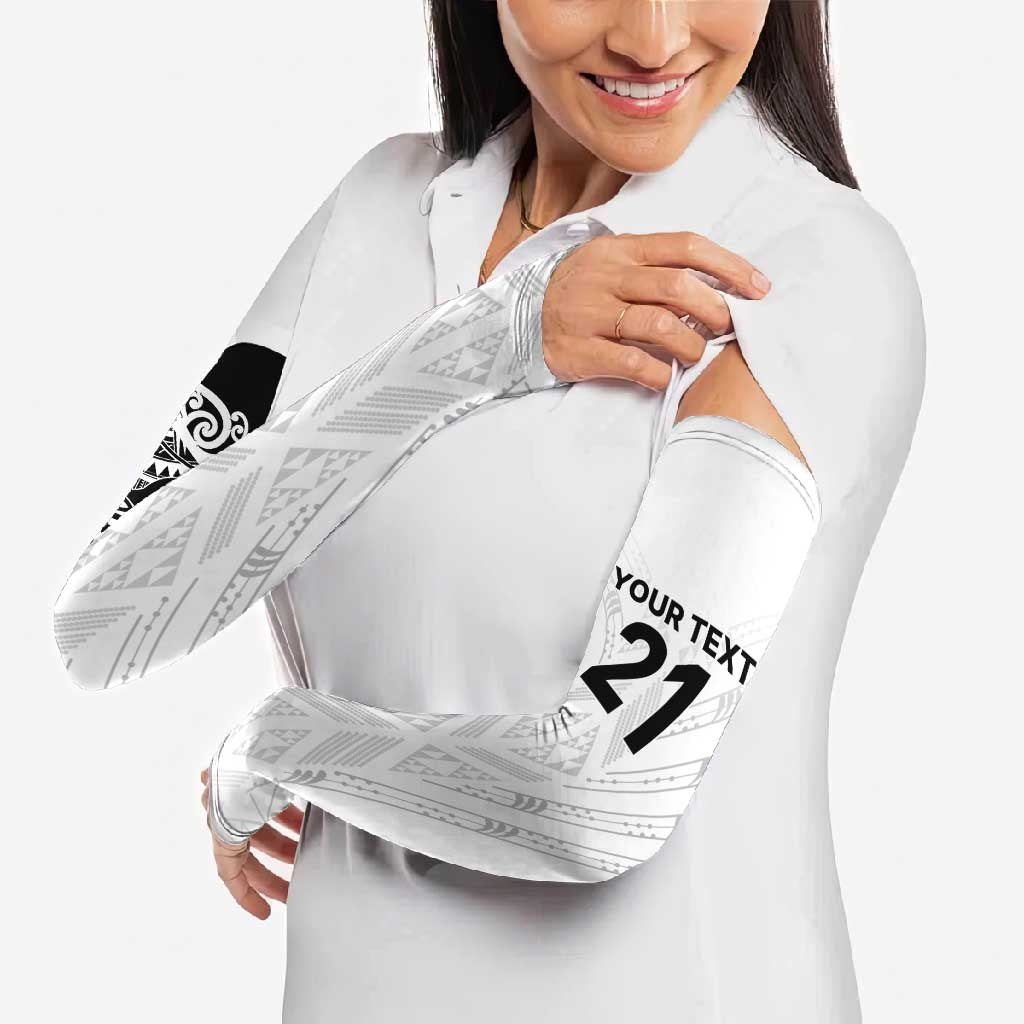 New Zealand Koru Fern Custom Arm Sleeves Simple Taniko Motif - Aussie Hoodie