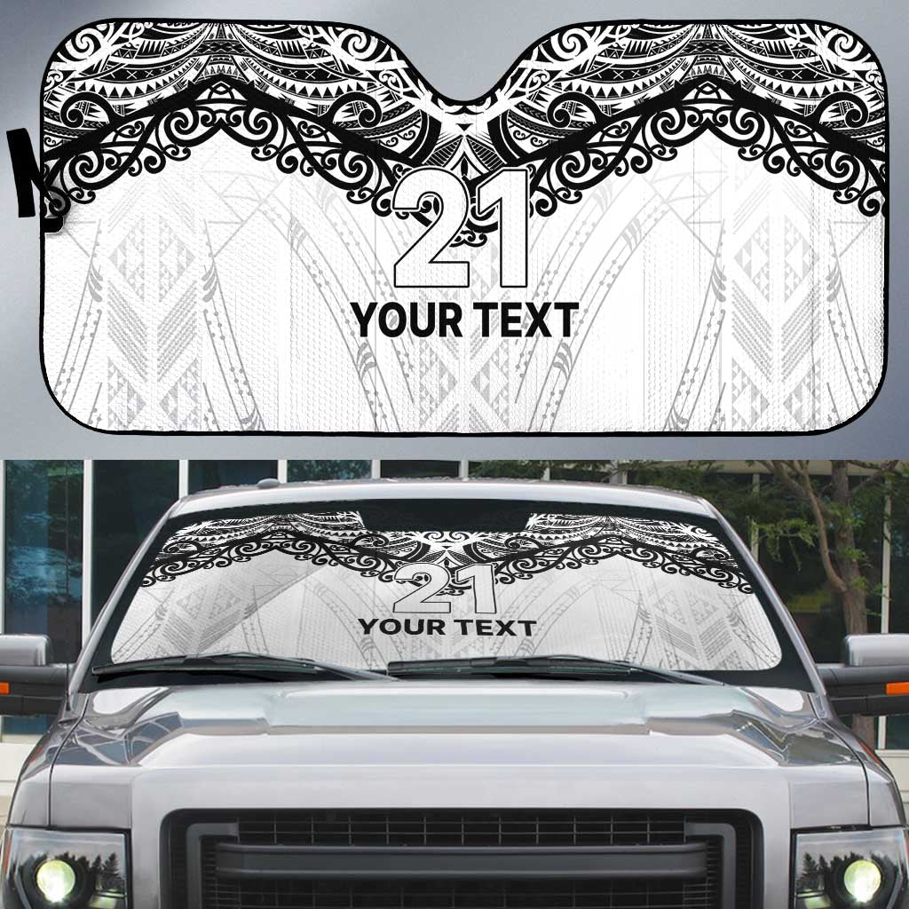 New Zealand Koru Fern Custom Auto Sun Shade Simple Taniko Motif - Aussie Hoodie