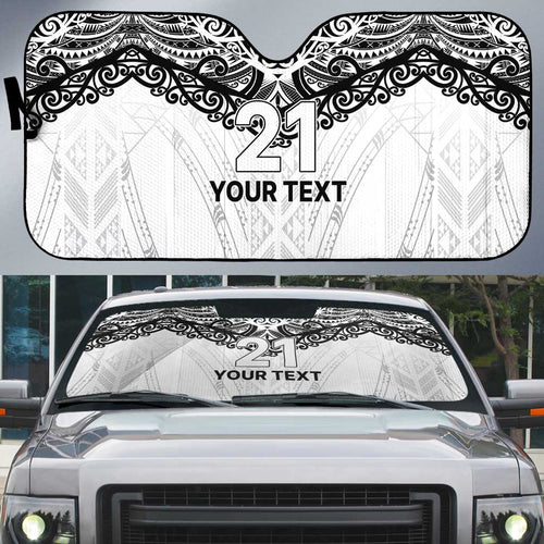 New Zealand Koru Fern Custom Auto Sun Shade Simple Taniko Motif - Aussie Hoodie