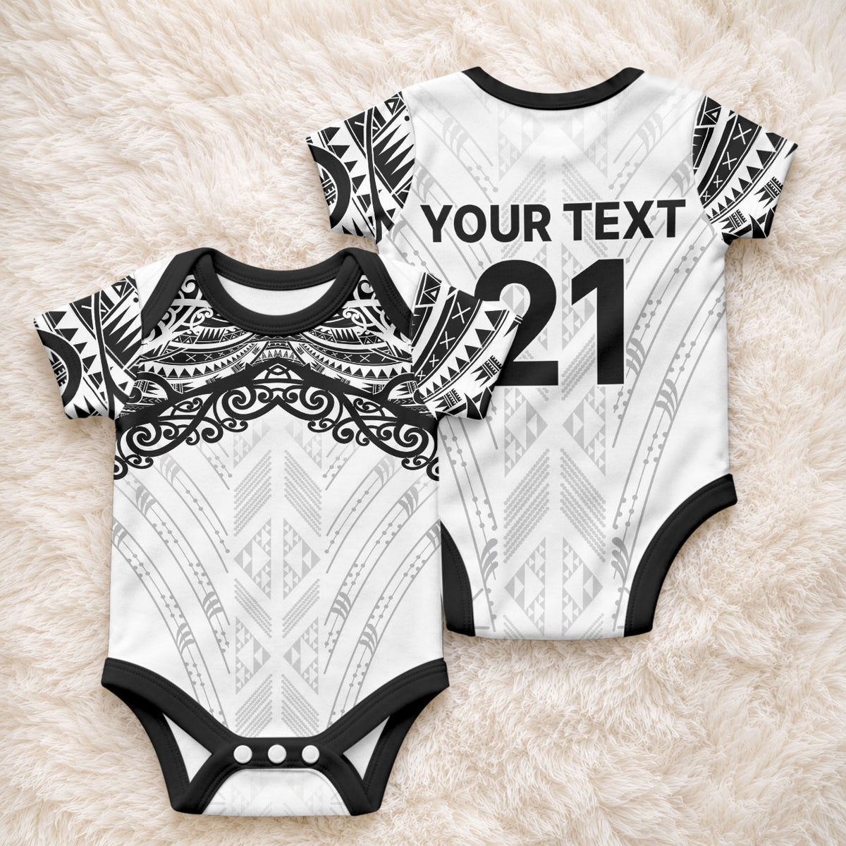 New Zealand Koru Fern Custom Baby Onesie Simple Taniko Motif