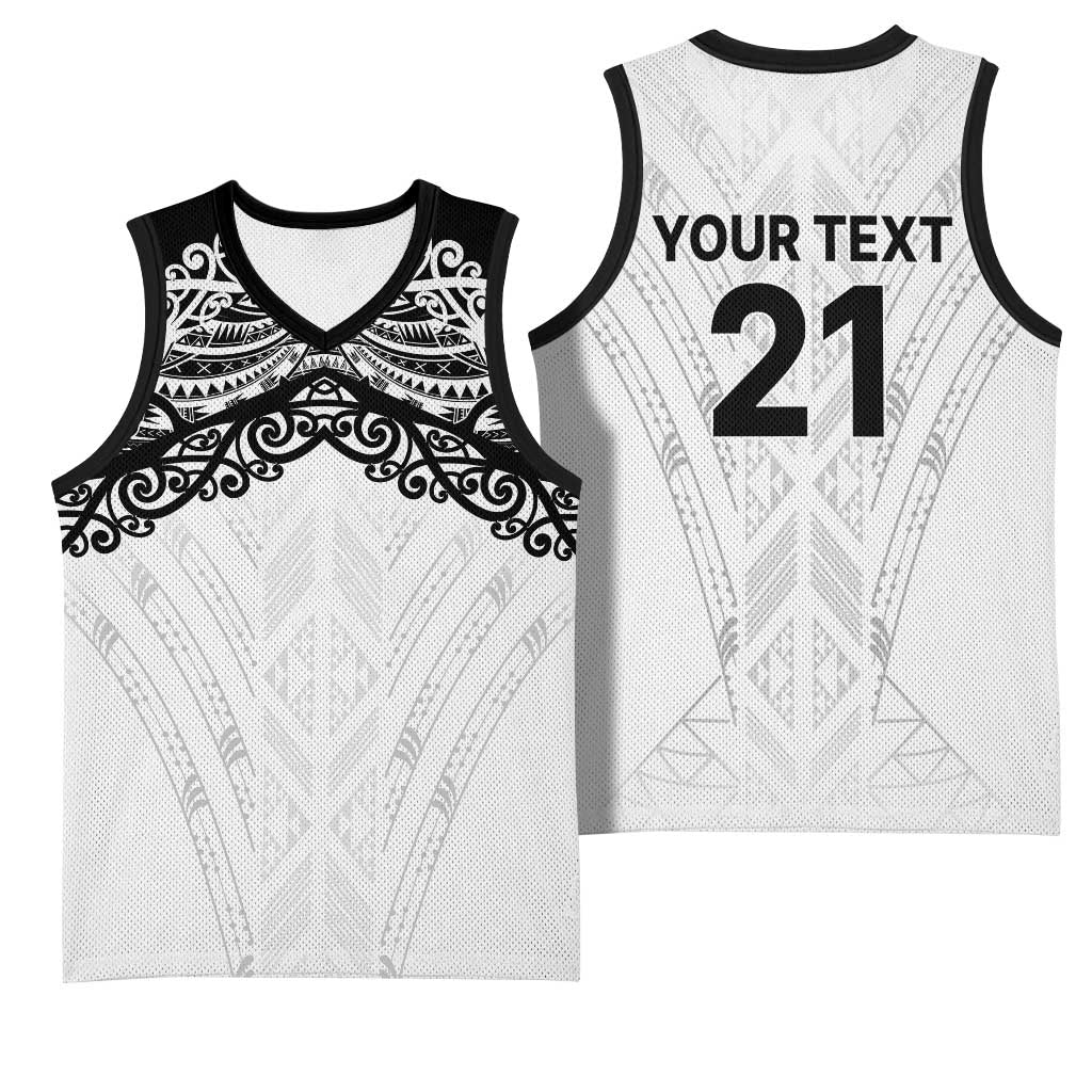 New Zealand Koru Fern Custom Basketball Jersey Simple Taniko Motif - Aussie Hoodie