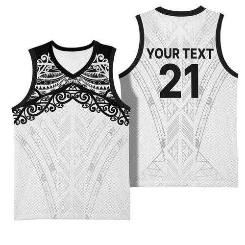 New Zealand Koru Fern Custom Basketball Jersey Simple Taniko Motif - Aussie Hoodie