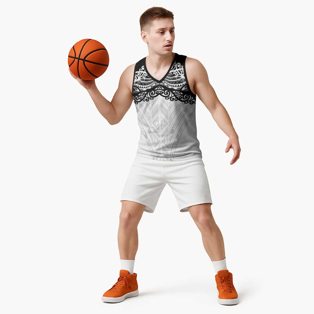 New Zealand Koru Fern Custom Basketball Jersey Simple Taniko Motif - Aussie Hoodie