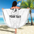 New Zealand Koru Fern Custom Beach Blanket Simple Taniko Motif