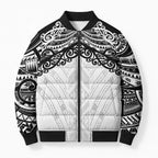 New Zealand Koru Fern Custom Bomber Puffer Jacket Simple Taniko Motif - Aussie Hoodie