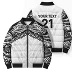 New Zealand Koru Fern Custom Bomber Puffer Jacket Simple Taniko Motif - Aussie Hoodie