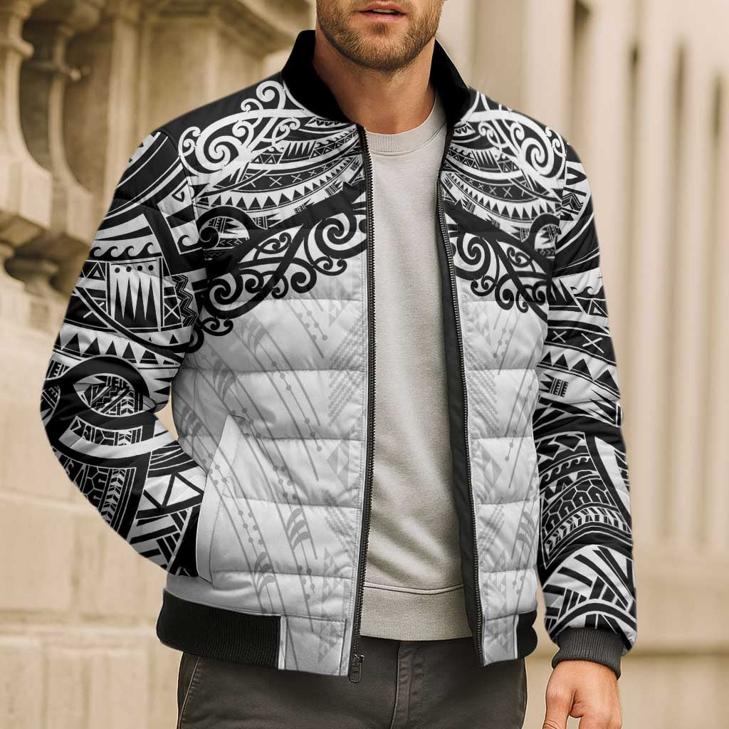 New Zealand Koru Fern Custom Bomber Puffer Jacket Simple Taniko Motif - Aussie Hoodie