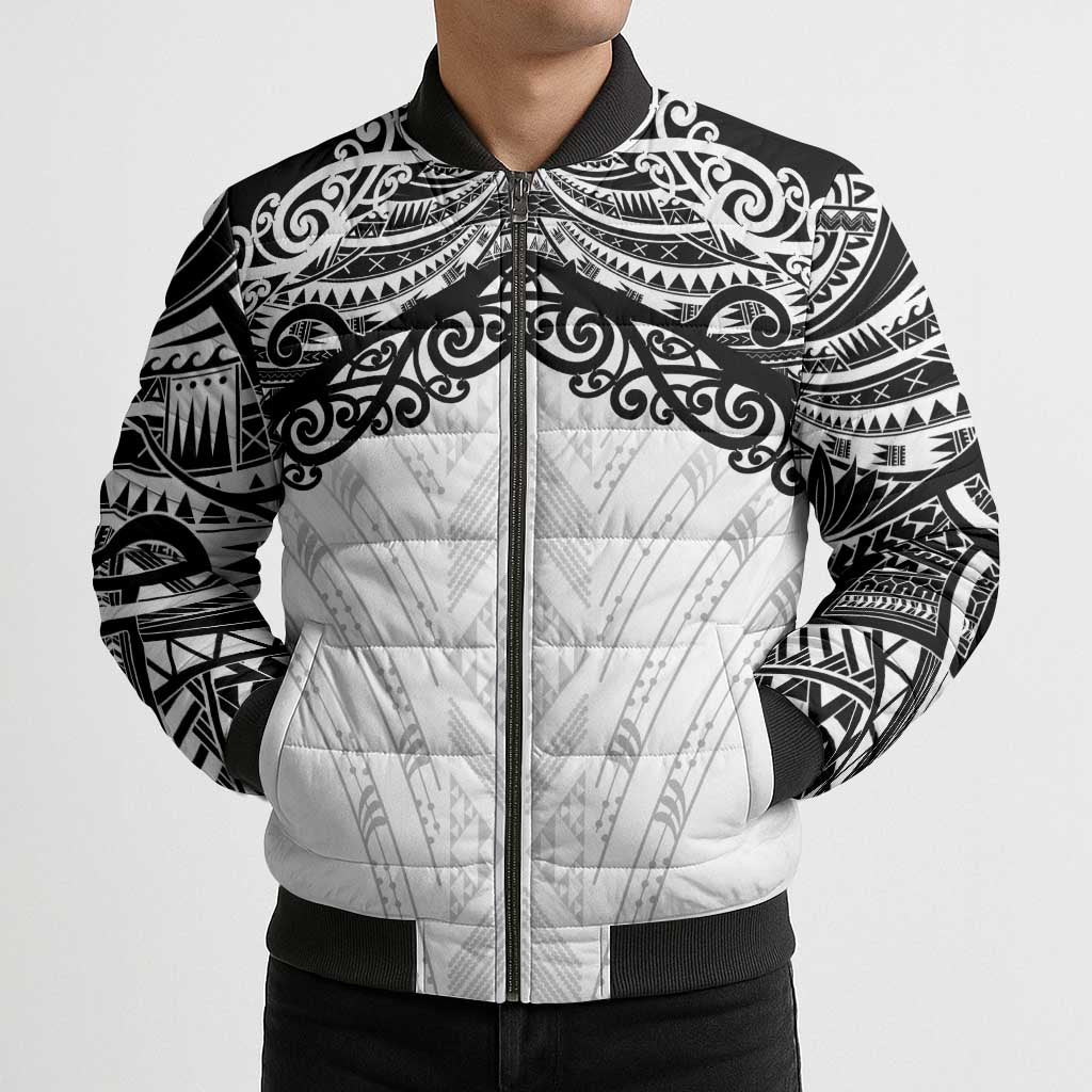 New Zealand Koru Fern Custom Bomber Puffer Jacket Simple Taniko Motif - Aussie Hoodie