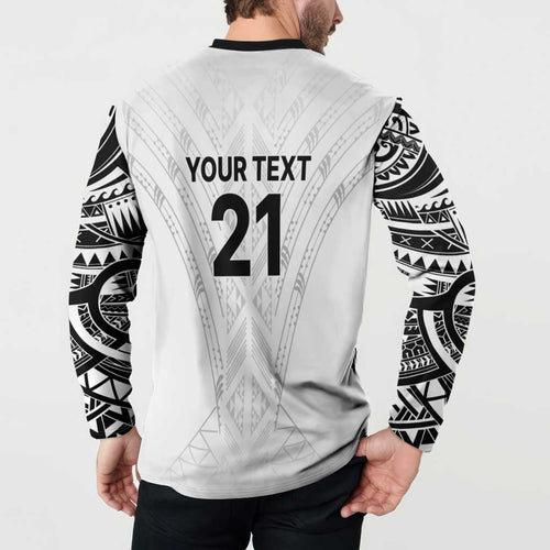 New Zealand Koru Fern Custom Button Sweatshirt Simple Taniko Motif