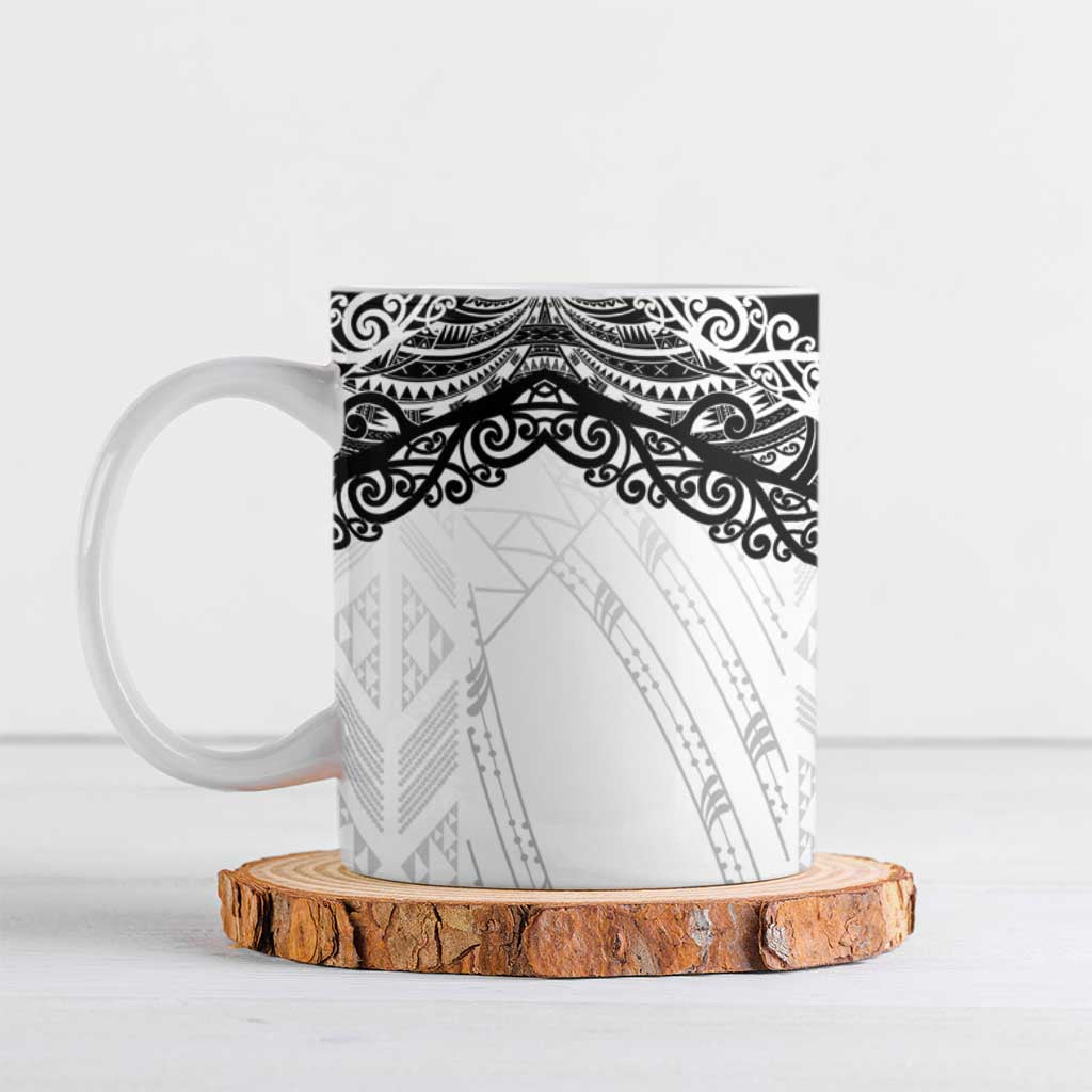 New Zealand Koru Fern Custom Ceramic Mug Simple Taniko Motif - Aussie Hoodie