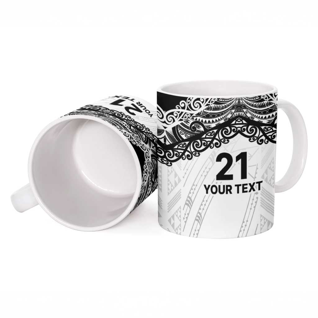 New Zealand Koru Fern Custom Ceramic Mug Simple Taniko Motif - Aussie Hoodie