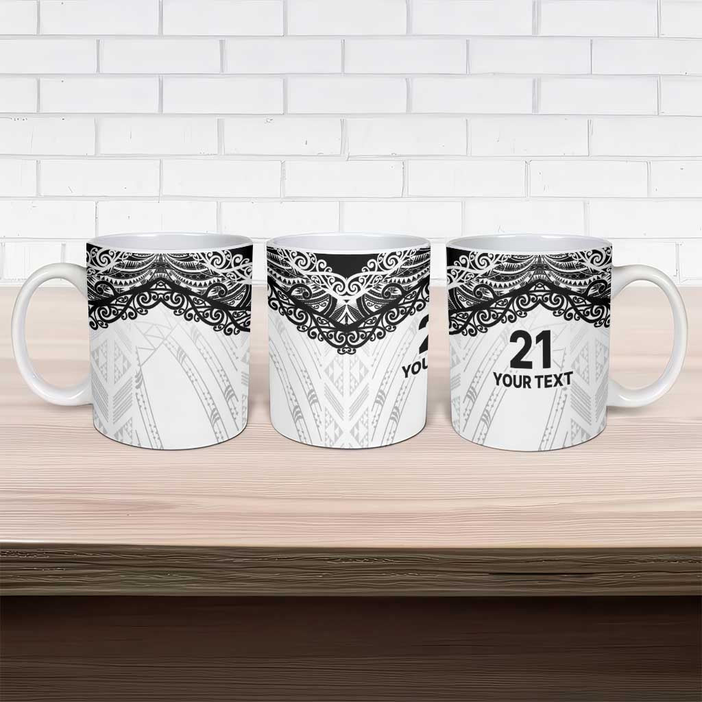 New Zealand Koru Fern Custom Ceramic Mug Simple Taniko Motif - Aussie Hoodie