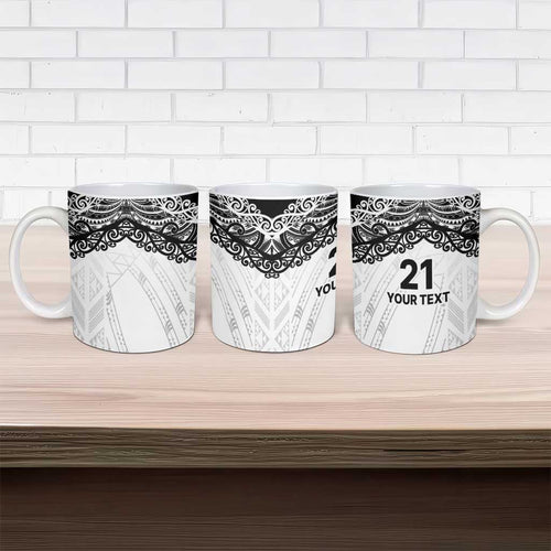 New Zealand Koru Fern Custom Ceramic Mug Simple Taniko Motif - Aussie Hoodie