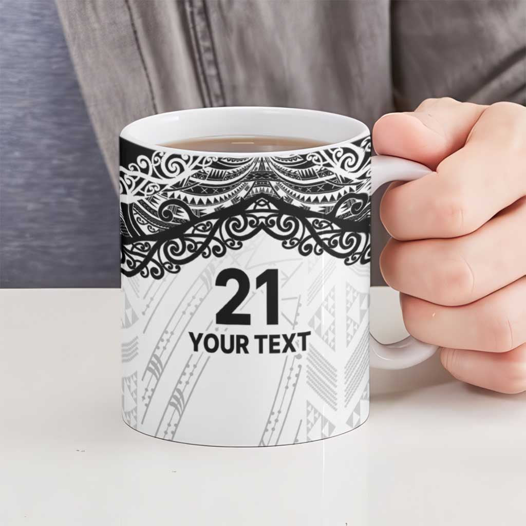 New Zealand Koru Fern Custom Ceramic Mug Simple Taniko Motif - Aussie Hoodie