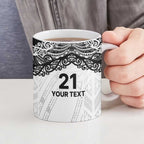New Zealand Koru Fern Custom Ceramic Mug Simple Taniko Motif - Aussie Hoodie