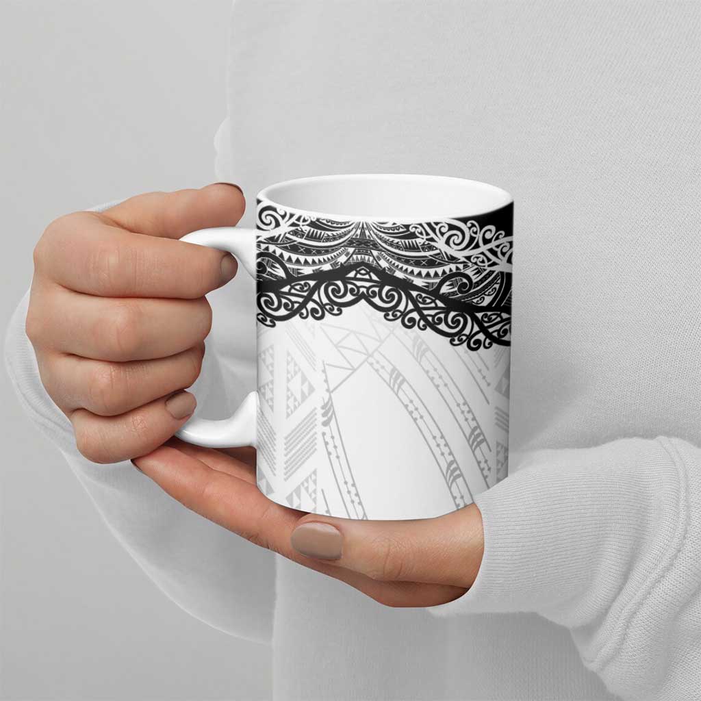 New Zealand Koru Fern Custom Ceramic Mug Simple Taniko Motif - Aussie Hoodie