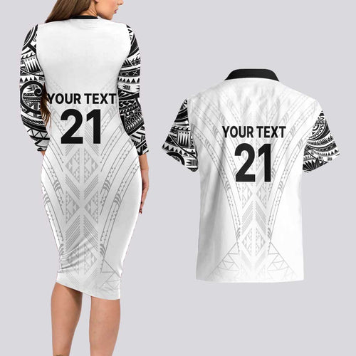 New Zealand Koru Fern Custom Couples Matching Long Sleeve Bodycon Dress and Hawaiian Shirt Simple Taniko Motif