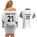 New Zealand Koru Fern Custom Couples Matching Off Shoulder Short Dress and Hawaiian Shirt Simple Taniko Motif