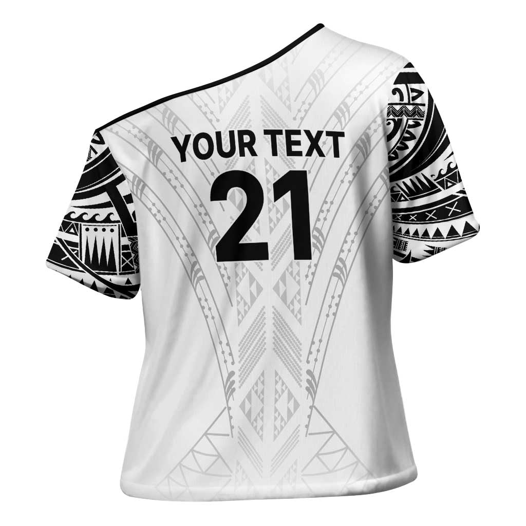 New Zealand Koru Fern Custom Cross Shoulder Shirt Simple Taniko Motif - Aussie Hoodie