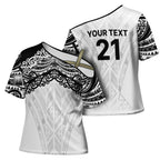 New Zealand Koru Fern Custom Cross Shoulder Shirt Simple Taniko Motif - Aussie Hoodie
