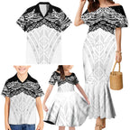 New Zealand Koru Fern Custom Family Matching Mermaid Dress and Hawaiian Shirt Simple Taniko Motif