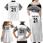 New Zealand Koru Fern Custom Family Matching Off Shoulder Maxi Dress and Hawaiian Shirt Simple Taniko Motif