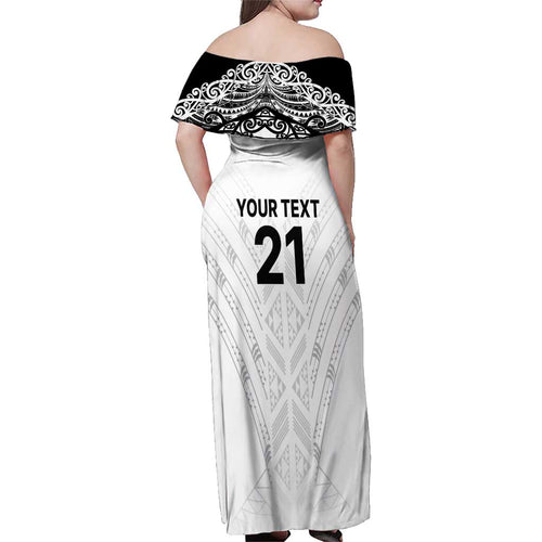 New Zealand Koru Fern Custom Family Matching Off Shoulder Maxi Dress and Hawaiian Shirt Simple Taniko Motif