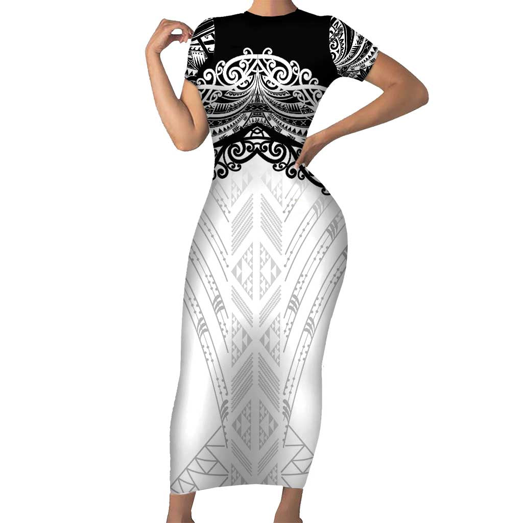 New Zealand Koru Fern Custom Family Matching Short Sleeve Bodycon Dress and Hawaiian Shirt Simple Taniko Motif