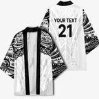 New Zealand Koru Fern Custom Kimono Simple Taniko Motif - Aussie Hoodie