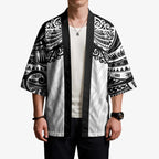 New Zealand Koru Fern Custom Kimono Simple Taniko Motif - Aussie Hoodie