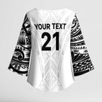 New Zealand Koru Fern Custom Kimono Sleeve Blouse Simple Taniko Motif - Aussie Hoodie