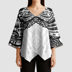 New Zealand Koru Fern Custom Kimono Sleeve Blouse Simple Taniko Motif - Aussie Hoodie