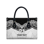 New Zealand Koru Fern Custom Leather Bag Simple Taniko Motif - Aussie Hoodie