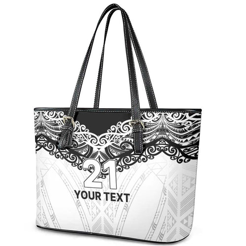 New Zealand Koru Fern Custom Leather Tote Bag Simple Taniko Motif