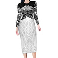 New Zealand Koru Fern Custom Long Sleeve Bodycon Dress Simple Taniko Motif